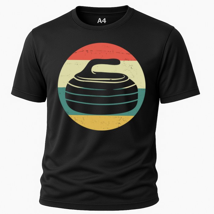 Team Curling Retro Sunset Sport Cooling Performance Crew T-Shirt