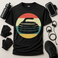 Team Curling Retro Sunset Sport Cooling Performance Crew T-Shirt