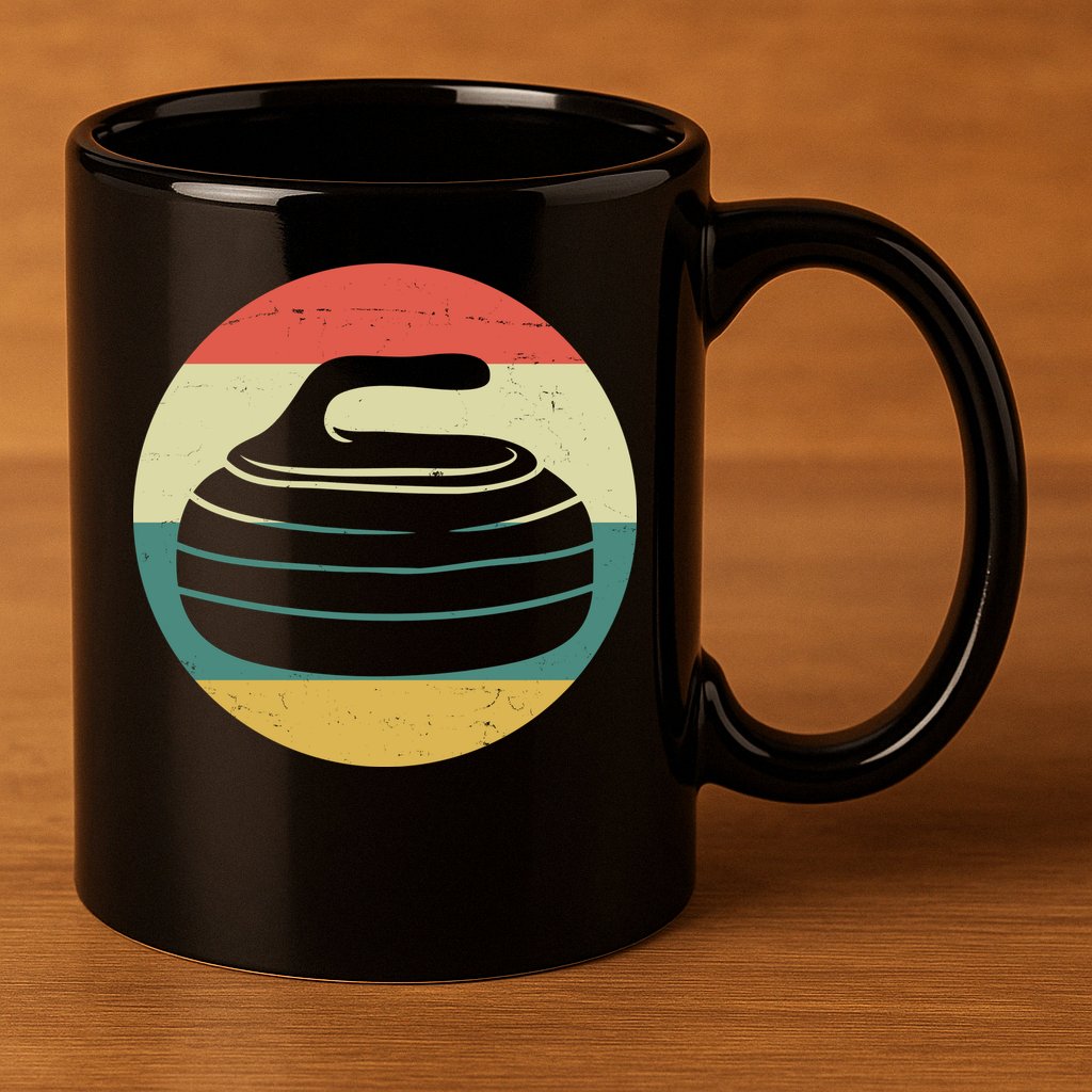 Team Curling Retro Sunset Sport 11oz C Handle Ceramic Mug