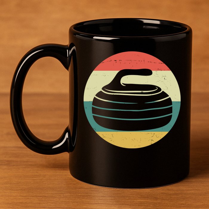 Team Curling Retro Sunset Sport 11oz C Handle Ceramic Mug