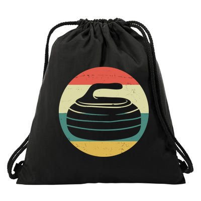 Team Curling Retro Sunset Sport Drawstring Bag