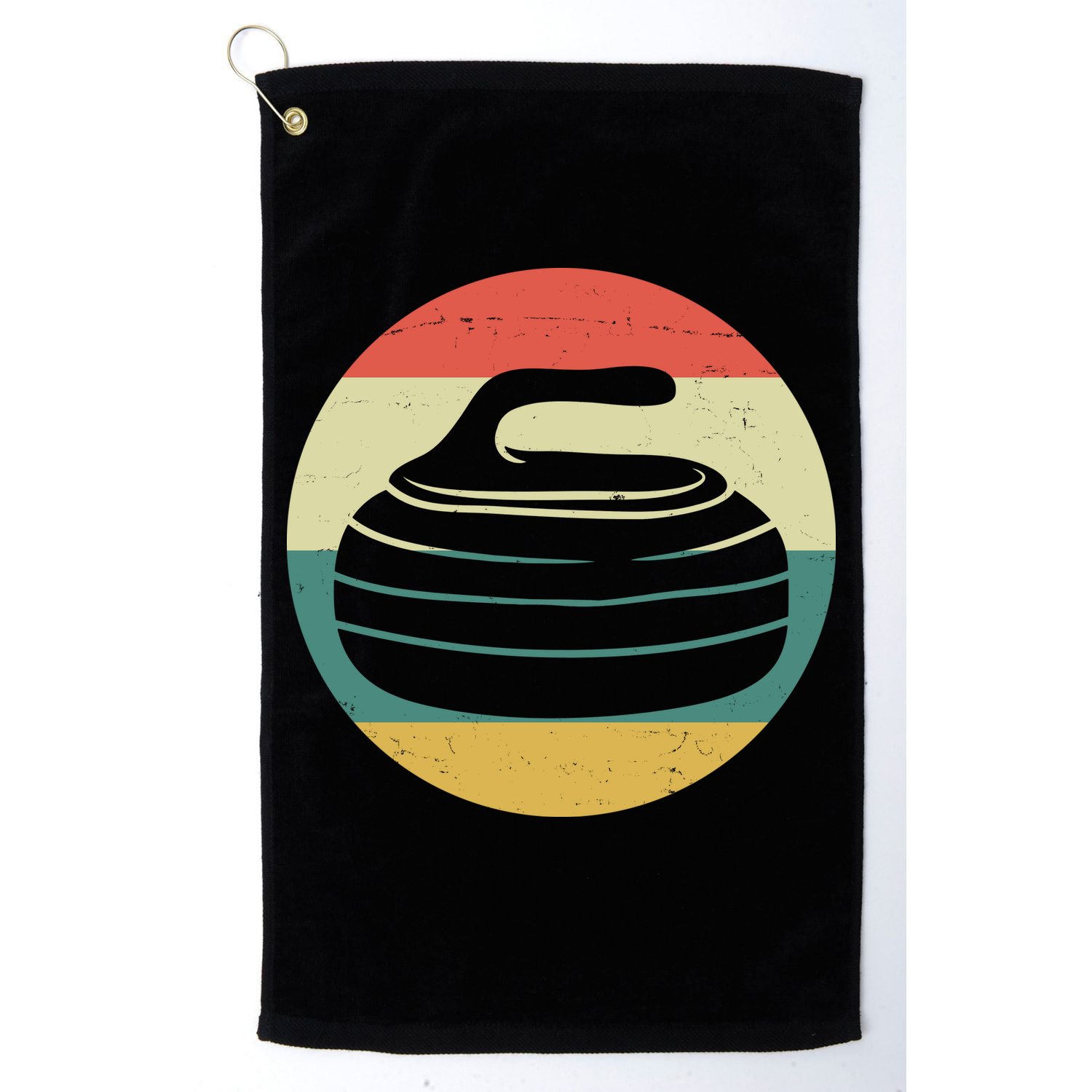 Team Curling Retro Sunset Sport Golf Towel