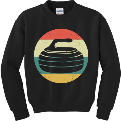 Team Curling Retro Sunset Sport Kids Sweatshirt