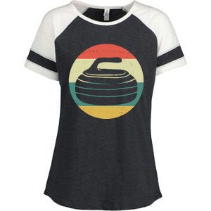 Team Curling Retro Sunset Sport Enza Ladies Jersey Colorblock Tee