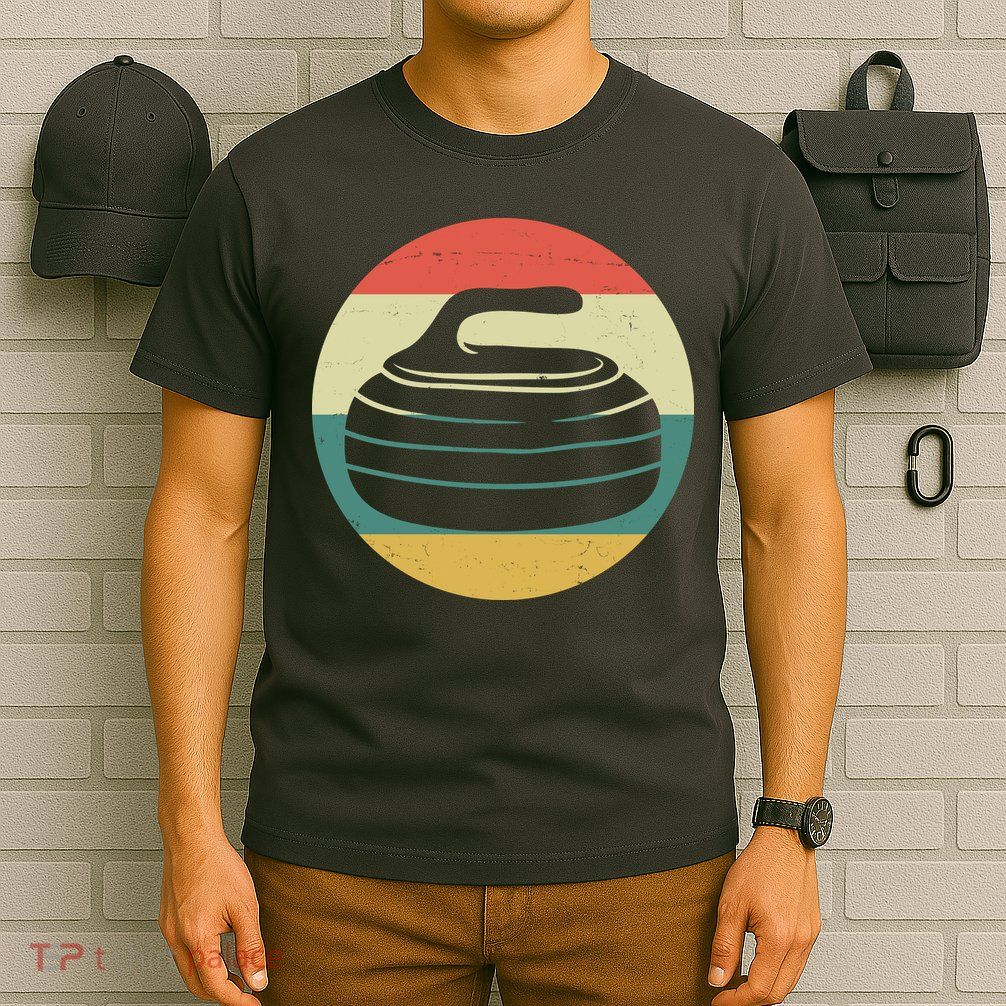 Team Curling Retro Sunset Sport T-Shirt