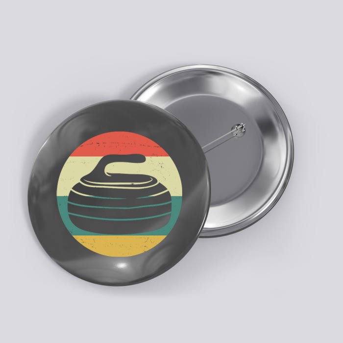 Team Curling Retro Sunset Sport Button