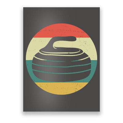 Team Curling Retro Sunset Sport Poster