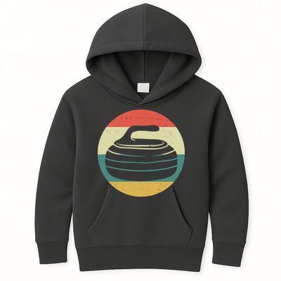 Team Curling Retro Sunset Sport Kids Hoodie