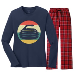 Team Curling Retro Sunset Sport Women's Long Sleeve Flannel Pajama Set 