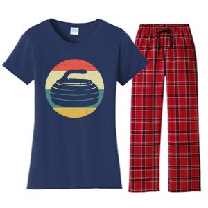 Team Curling Retro Sunset Sport Women's Flannel Pajama Set