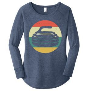 Team Curling Retro Sunset Sport Women's Perfect Tri Tunic Long Sleeve Shirt