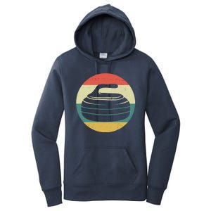 Team Curling Retro Sunset Sport Women's Pullover Hoodie