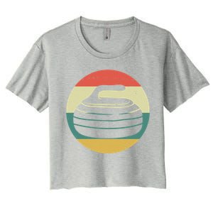 Team Curling Retro Sunset Sport Women's Crop Top Tee