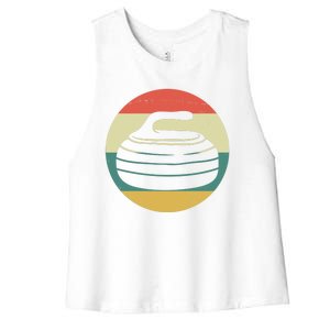 Team Curling Retro Sunset Sport Women's Racerback Cropped Tank