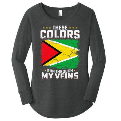 These colors run through my veins Design for proud guyanese Women's Perfect Tri Tunic Long Sleeve Shirt