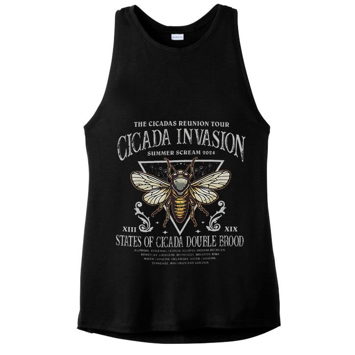 The Cicadas Reunion Cicada Nature Lover Summer 2024 Ladies PosiCharge Tri-Blend Wicking Tank