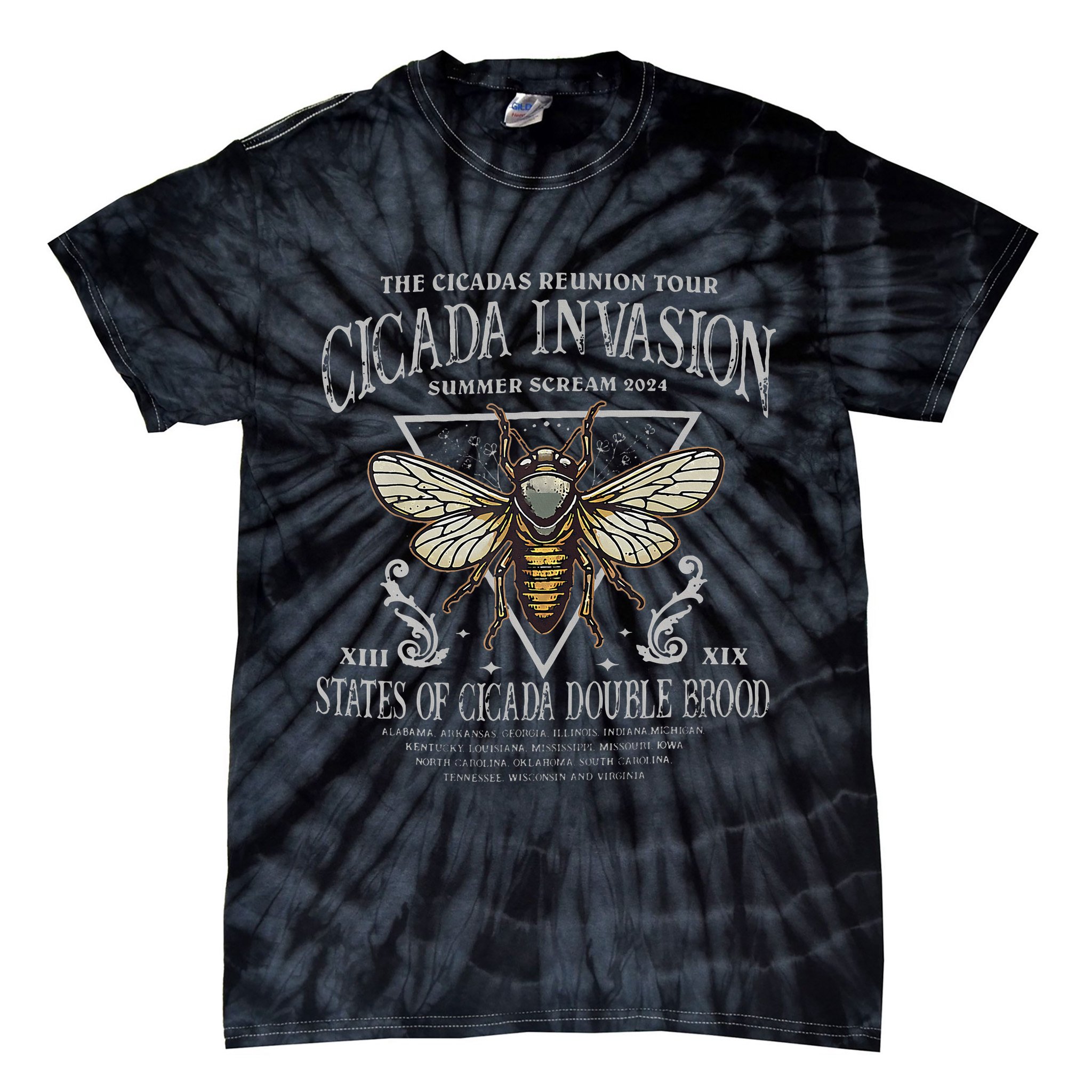 The Cicadas Reunion Cicada Nature Lover Summer 2024 Tie-Dye T-Shirt