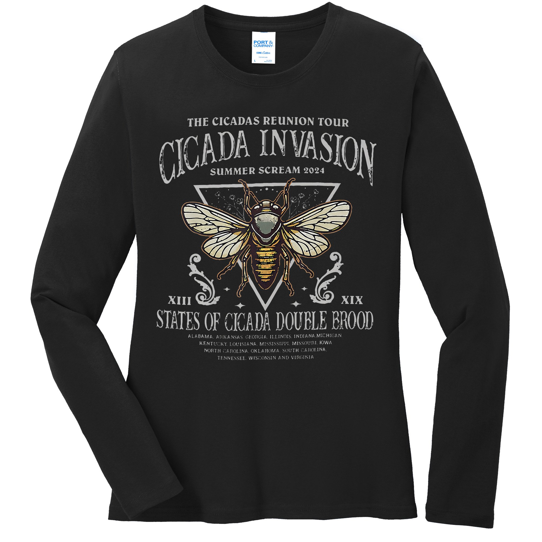 The Cicadas Reunion Cicada Nature Lover Summer 2024 Ladies Long Sleeve Shirt