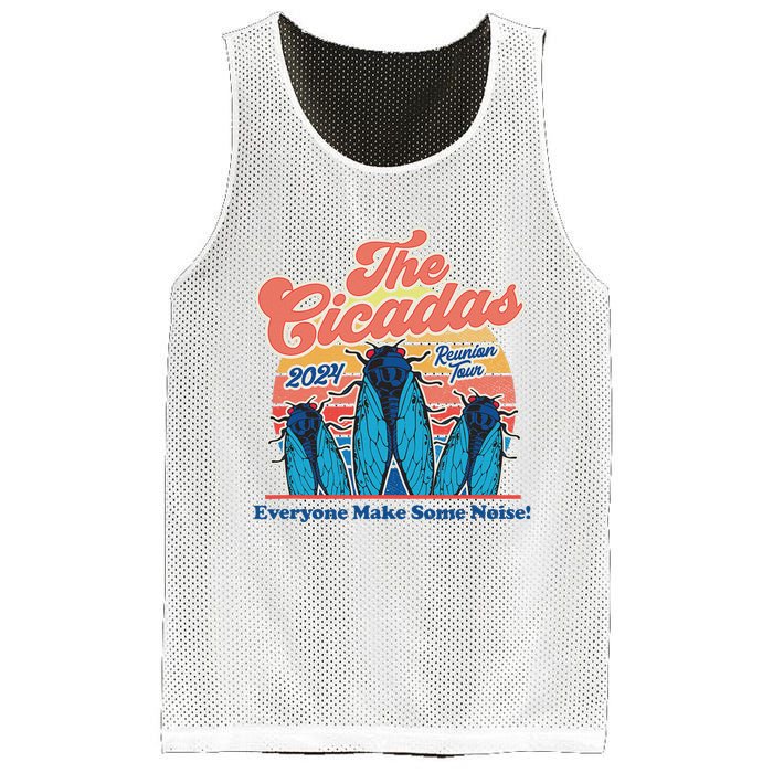 The Cicadas Reunion Retro Beach Concert Design Mesh Reversible Basketball Jersey Tank