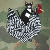 Tuxedo Cat Riding A Chicken Funny Legacy Tie Dye Trucker Hat