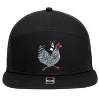 Tuxedo Cat Riding A Chicken Funny 7 Panel Mesh Trucker Snapback Hat