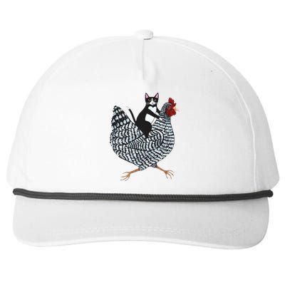 Tuxedo Cat Riding A Chicken Funny Snapback Five-Panel Rope Hat