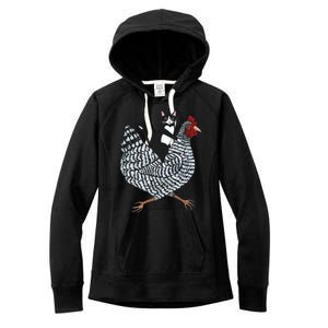 Tuxedo Cat Riding A Chicken Funny Women's Fleece Hoodie