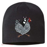 Tuxedo Cat Riding A Chicken Funny Sustainable Beanie