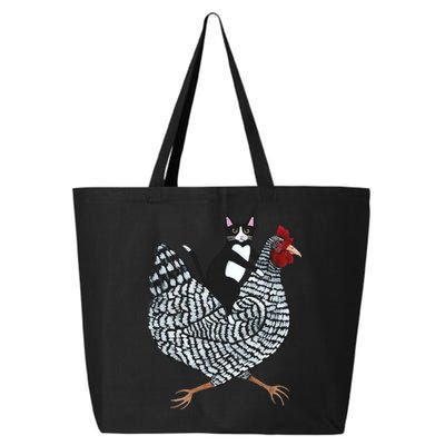 Tuxedo Cat Riding A Chicken Funny 25L Jumbo Tote