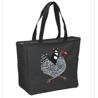 Tuxedo Cat Riding A Chicken Funny Zip Tote Bag