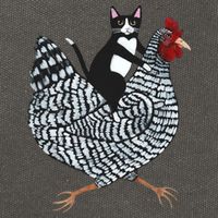 Tuxedo Cat Riding A Chicken Funny Cotton Canvas Backpack