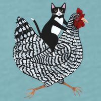 Tuxedo Cat Riding A Chicken Funny Sueded Cloud Jersey T-Shirt