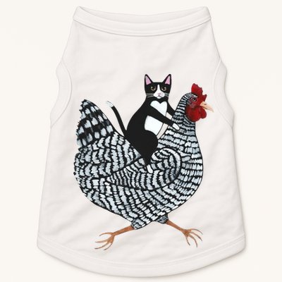 Tuxedo Cat Riding A Chicken Funny Doggie Tank