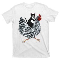 Tuxedo Cat Riding A Chicken Funny T-Shirt