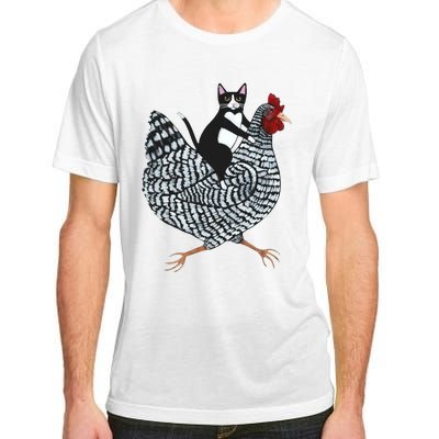 Tuxedo Cat Riding A Chicken Funny Adult ChromaSoft Performance T-Shirt