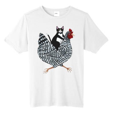 Tuxedo Cat Riding A Chicken Funny Tall Fusion ChromaSoft Performance T-Shirt