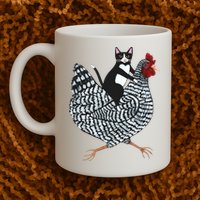 Tuxedo Cat Riding A Chicken Funny Mug