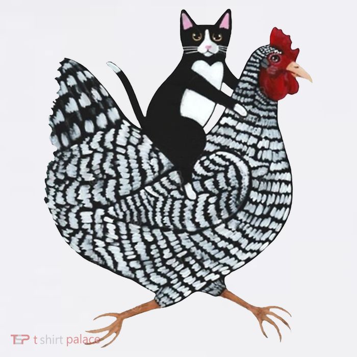 Tuxedo Cat Riding A Chicken Funny 11oz C Handle Ceramic Mug