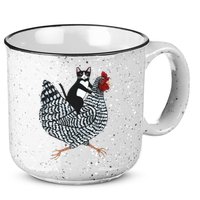 Tuxedo Cat Riding A Chicken Funny 15oz Campfire Ceramic Mug