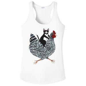 Tuxedo Cat Riding A Chicken Funny Ladies PosiCharge Competitor Racerback Tank