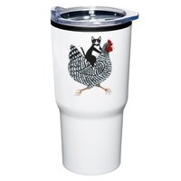 Tuxedo Cat Riding A Chicken Funny Tumbler