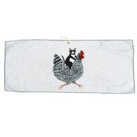 Tuxedo Cat Riding A Chicken Funny Large Microfiber Waffle Golf Towel