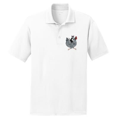 Tuxedo Cat Riding A Chicken Funny PosiCharge RacerMesh Polo