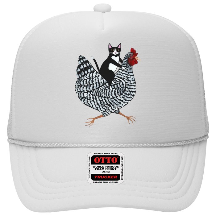 Tuxedo Cat Riding A Chicken Funny Trucker Hat