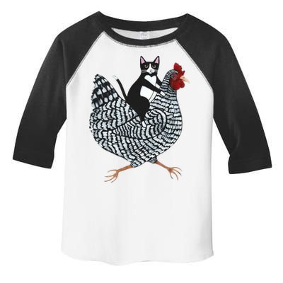 Tuxedo Cat Riding A Chicken Funny Toddler Fine Jersey T-Shirt