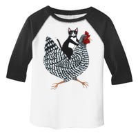 Tuxedo Cat Riding A Chicken Funny Toddler Fine Jersey T-Shirt