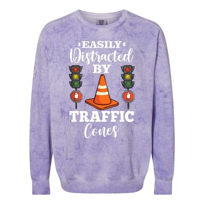 Traffic Cone Road Sign Safety Pylons Colorblast Crewneck Sweatshirt