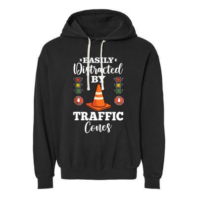 Traffic Cone Road Sign Safety Pylons Garment-Dyed Fleece Hoodie