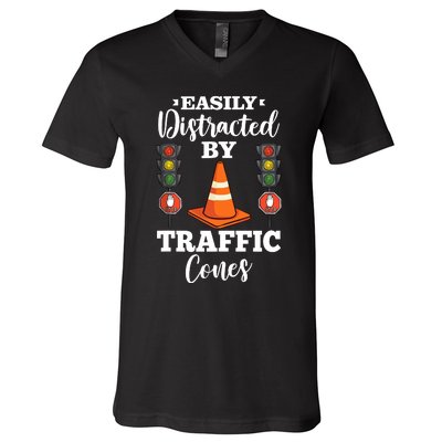 Traffic Cone Road Sign Safety Pylons V-Neck T-Shirt