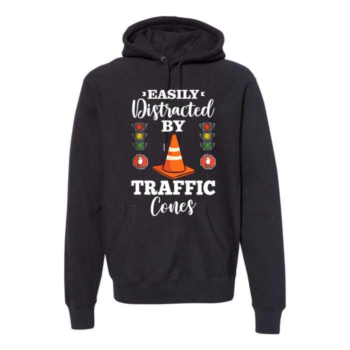 Traffic Cone Road Sign Safety Pylons Premium Hoodie